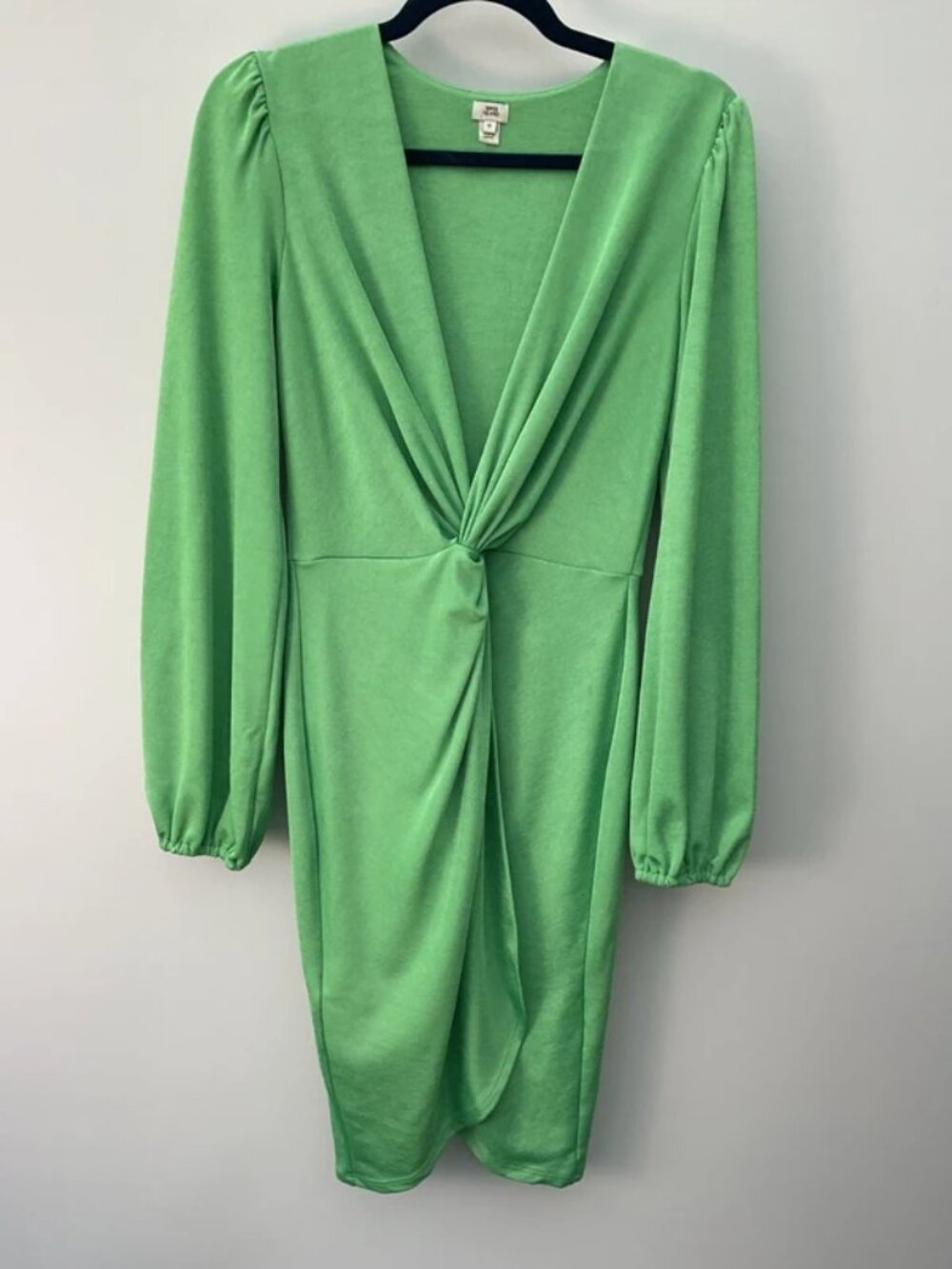 River Island Women's Bodycon Mini Dress with a Twist Front in green Size 10